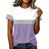 Dames Casual Pullover Korte Mouw T-shirt Kleurblok Bedrukt Top Ronde Hals Lichtgewicht Zachte Stof
