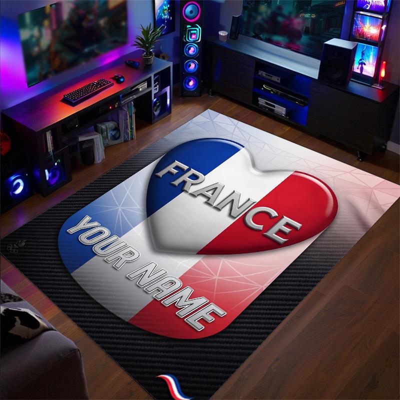 Crystal Velvet Rug France national football team Print Custom Name Text Floor Mat Home Decor