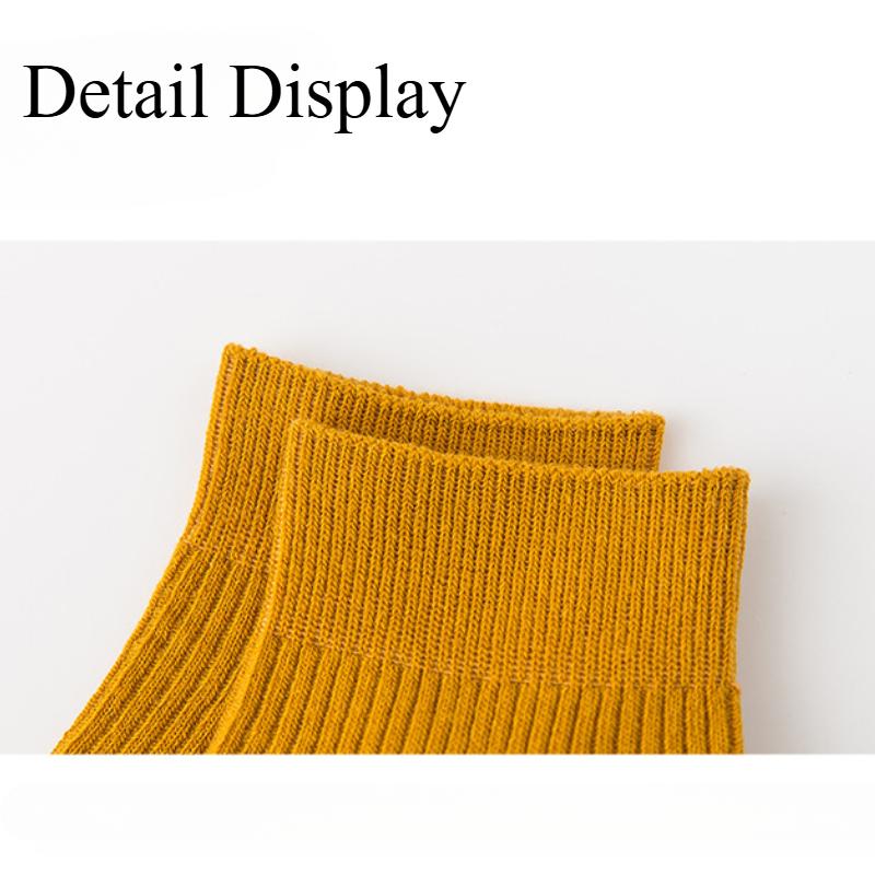 5 Pairs Women's Socks Spring Summer Pure Cotton Short Socks Solid Color Double Needle Style Fine Combing Cotton Middle Tube Socks