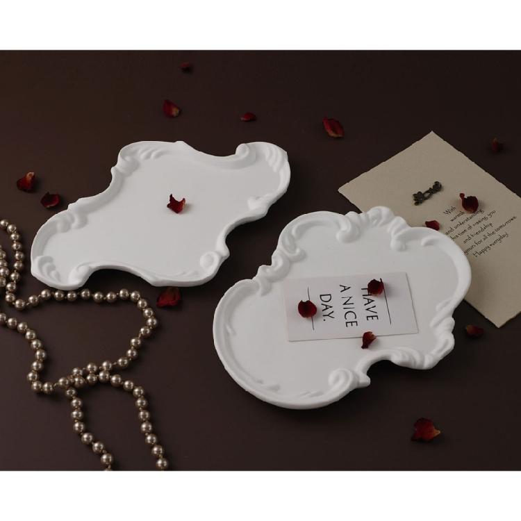 DIY Crystal Droplet Gypsum Cement Mold European Style Lace Relief Storage Tray Resin Mould Mirror Surface Silicone Molds