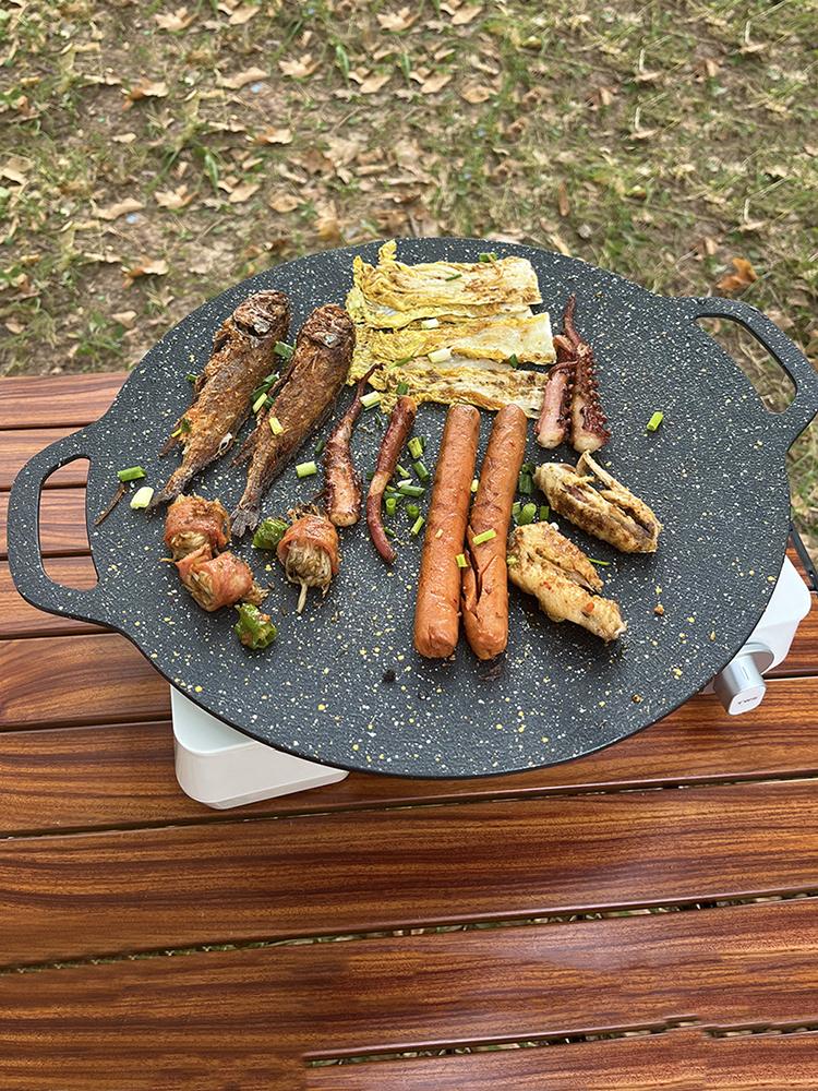 Grilling Pan Non-stick Baking Dishes Pans Multi-purpose Round for Outdoor Camping Kitchen Bakeware Household Tools