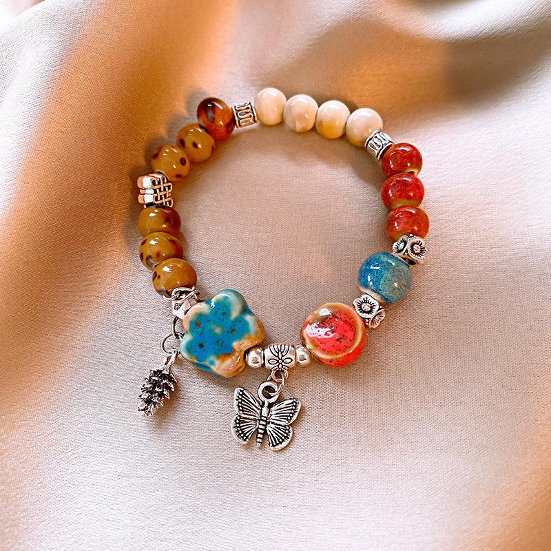 Cartoon children's fun ceramic bracelet summer new small fresh versatile bracelet new Chinese retro high-end jewelry women