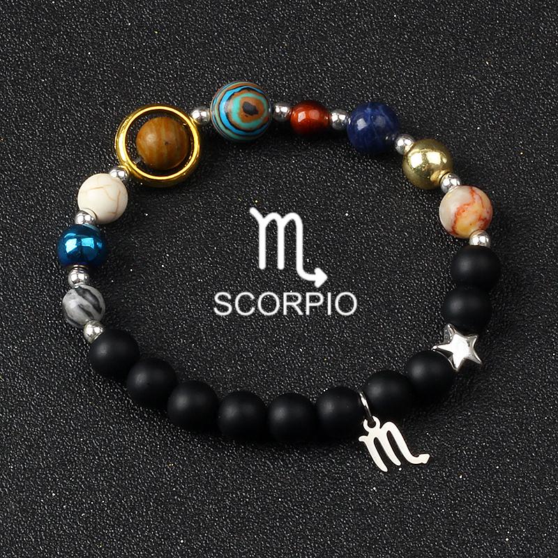 Solar System Galaxy Planets Bracelets for Women Women Zodiac Virgo Cancer Leo Libra 12 Constellation Charm Bracelet Jewelry Gift