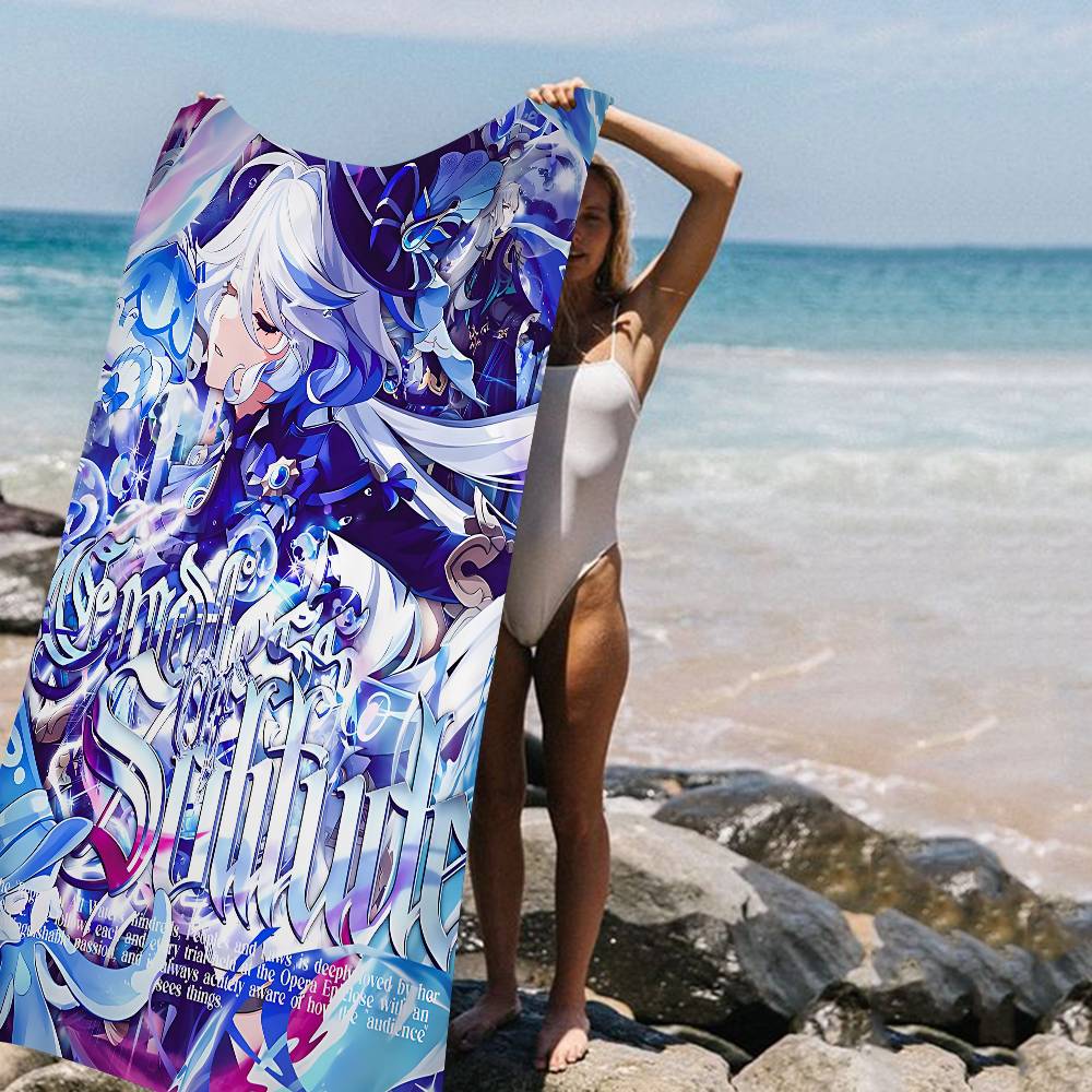 G-Genshin I-Impacts Furina Foutiane Microfiber Beach Towel Absorbent Quick Dry Soft Yoga Swimming Resort Mountain Climbing Towel