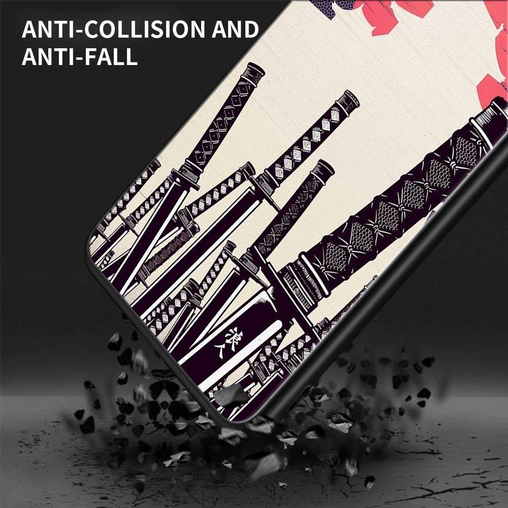 Hülle für Samsung Galaxy A72 A52 A53 A71 A91 A51 A42 A41 Note 20 Ultra 8 9 10 Plus Hülle Rote Sonne Japanischer Samurai Dämon Kunst Anime