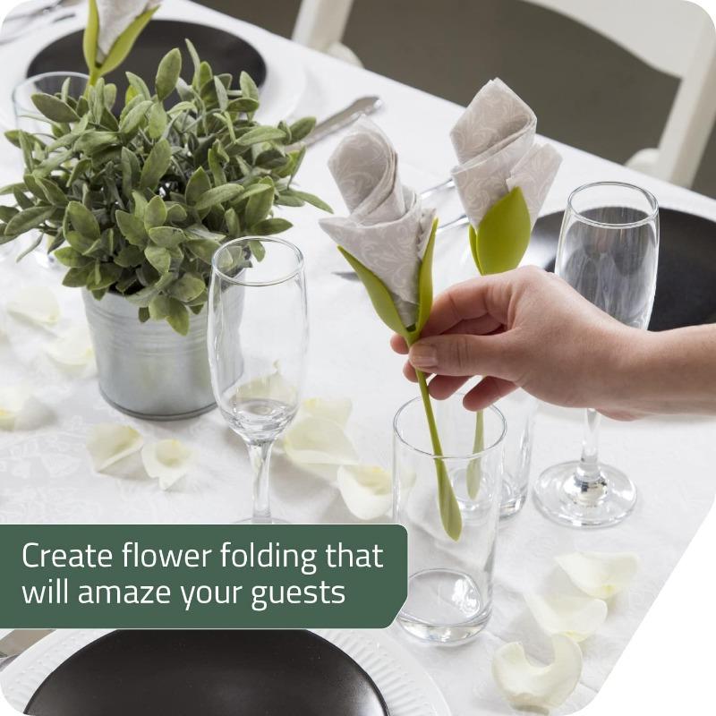 10/20/30pcs Tulip Napkin Flower Holder Long Stem Petal Design Multi Quantity For Wedding Western Dinner Table Party Decor
