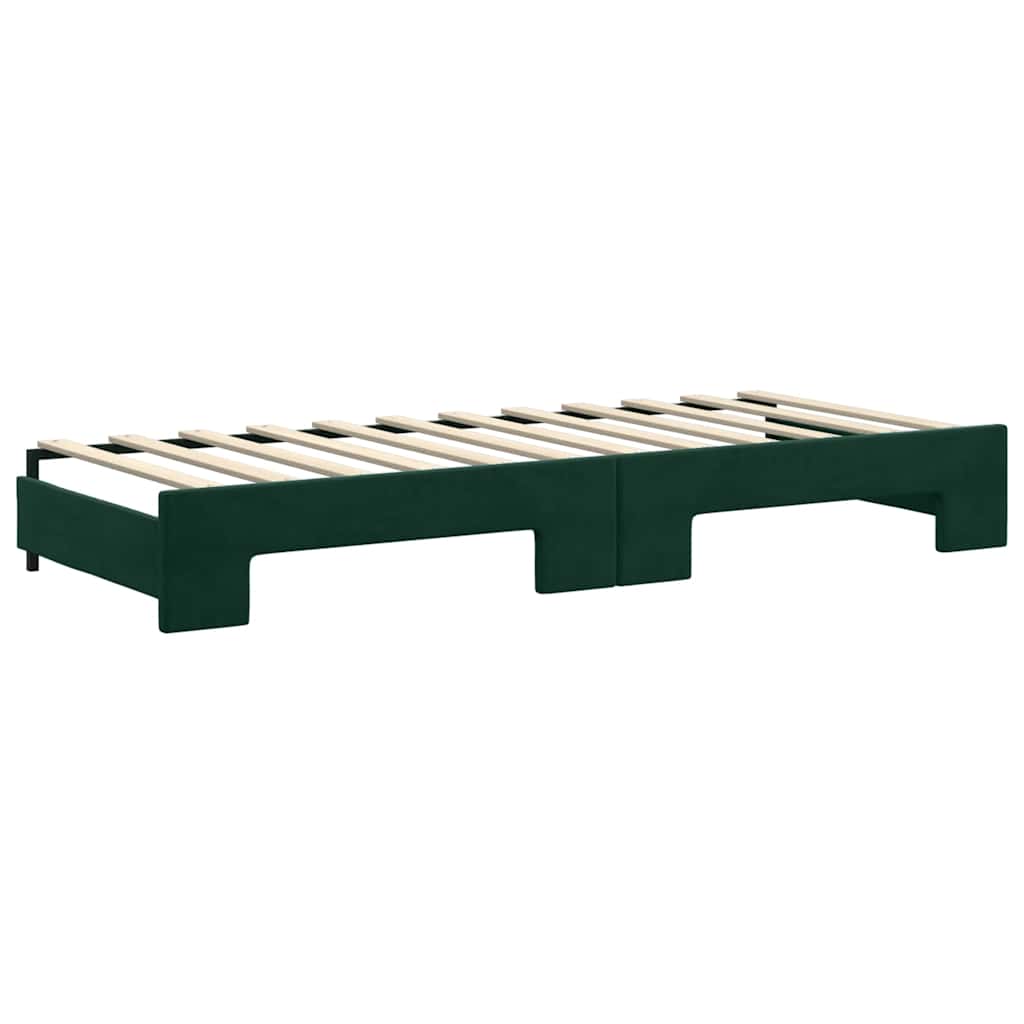 Extendable Daybed with Drawers Dark Green 80x200 Cm Velvet