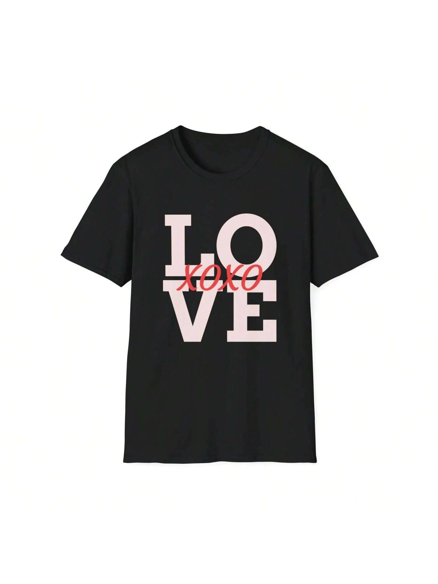 Wounisex unisex Clothes Retro Unisex Round Neck Tee Tops XOXO Love Graphic T-Shirts Cotton Soft S разноцветный