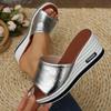Plus Size Women's Peep Toe Wedge Heel Slides – European & American Summer Fashion