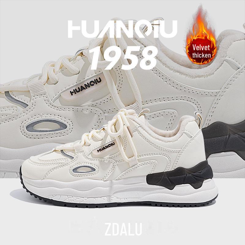 Global ZHQ-XA032-2 Damen Winter Dicksohlige Samt Dad Schuhe - Lässige Warme Baumwolle Sport Sneakers