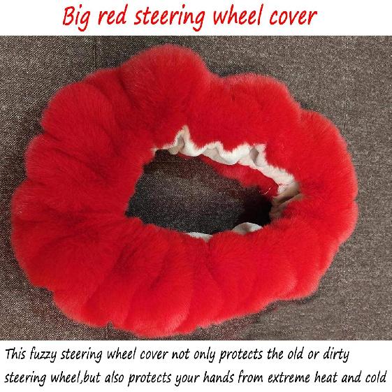 Fluffy Steering Wheel Cover For Women Fuzzy Steering Wheel Cover Winter Warm Faux Wool Plush Car Wheel Cover Furry Steering Wheel Protector Universal