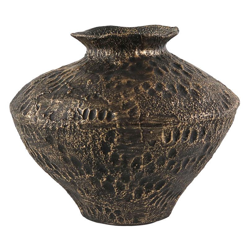 Wabi-sabi Style Retro Mottled Vase: Aged Flower Ornament for Entrance Hall or Living Room. Perfect for Dried Flowers.