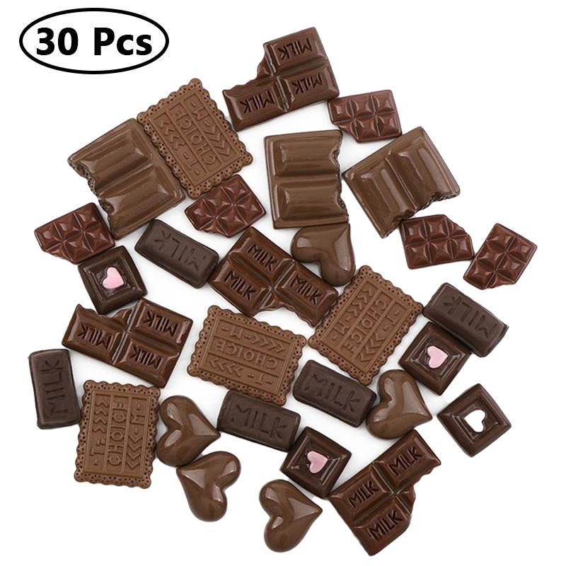 

30 шт. Штучний смоляний Шоколадний торт Плоска спинка Плоска спинка Кабошон DIY Ляльковий будиночок Їжа Прикраса Мініатюра для Чохла телефону Прикраси