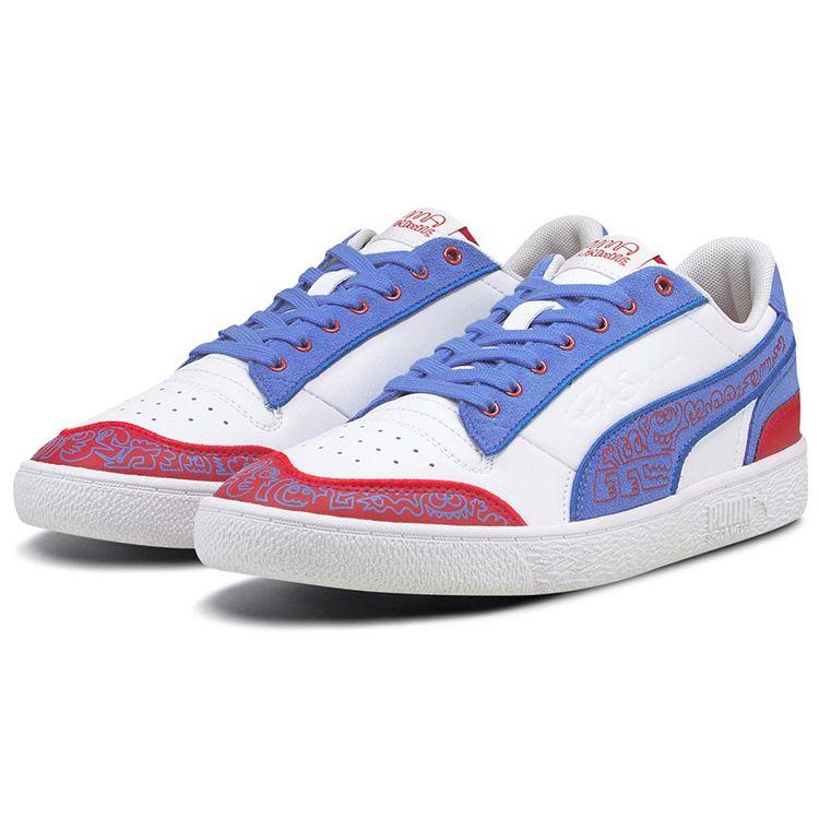 Puma Ralph Sampson Mr Doodle Two-Layer Leather Synthetic Color Block Casual Low-Top Sneakers Unisex Sneakers White Blue Red 380539-01