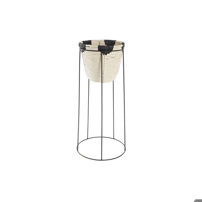Planter - DKD Home Decor - Colonial - Metal and Fiber - Black and Natural - 30x30x62 Cm