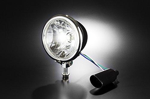 Bike Parts Center Universal Plated Bates Light Assembly H4 Bulb 4.5 inch 313107