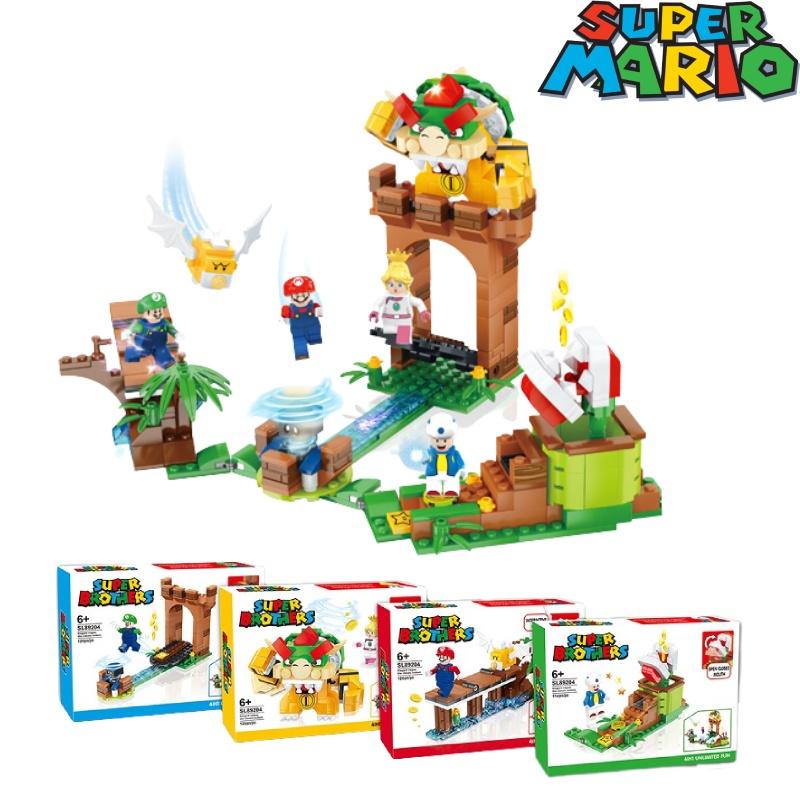 Colorful Super Mario Bros Dolls Luigi Peach Bowser Toad Building Blocks