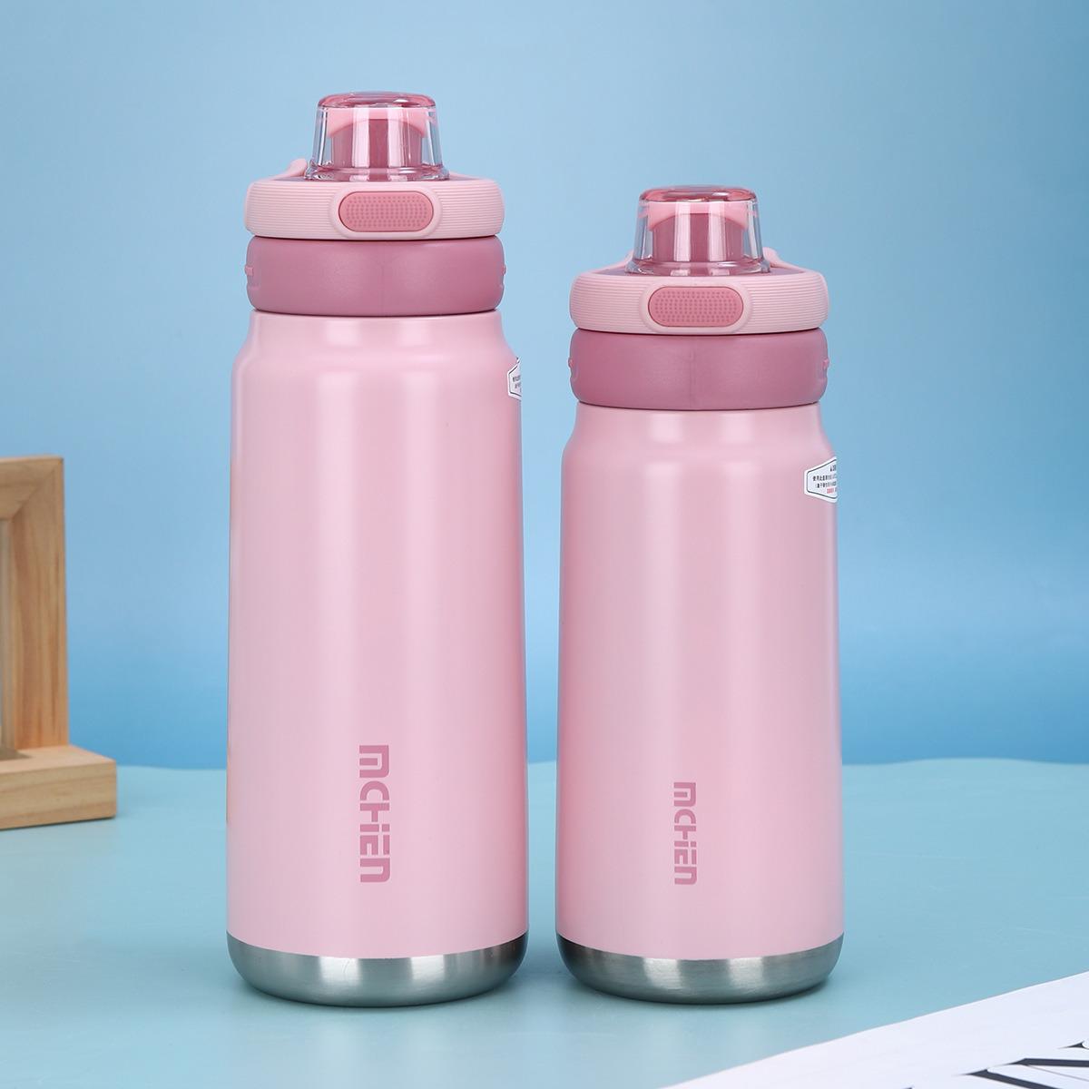 

316 Stainless Steel Vacuum Insulated Sports Water Bottle with Straw, Large Capacity, Portable Bounce Lid 550ml розовый