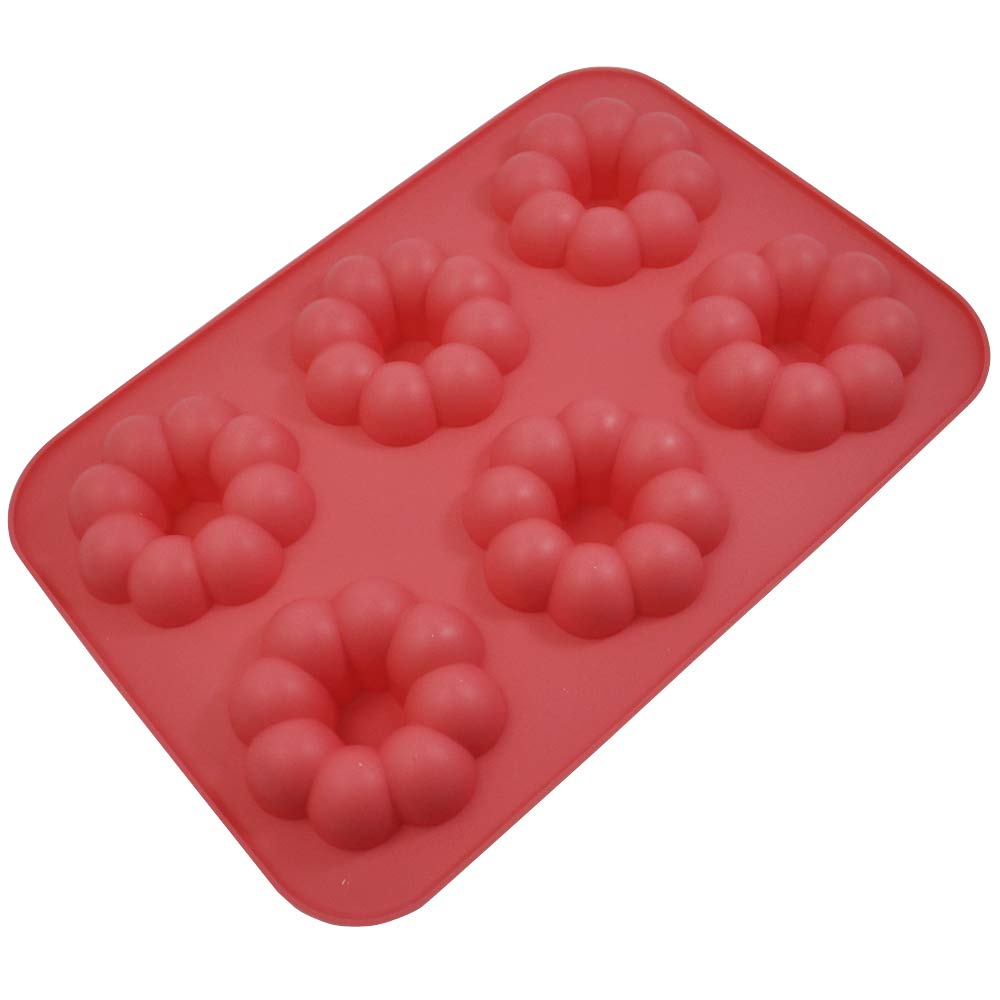 Kai Corporation Silicone Donut 6 260 X 180 X Silicone WDC1001 Mold, Ponde, Cavities, DL-6246, 29mm, Pink, Rubber, China,