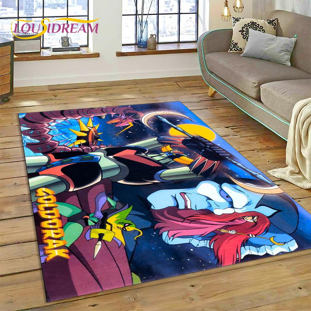 3D Kreslený UFO Robot Grendizer Anime Koberec Kobereček pro Ložnici Obývací Pokoj Domácí Dekorace Pohovky, Dětská Hra Velká Dekorační Podložka na Podlahu