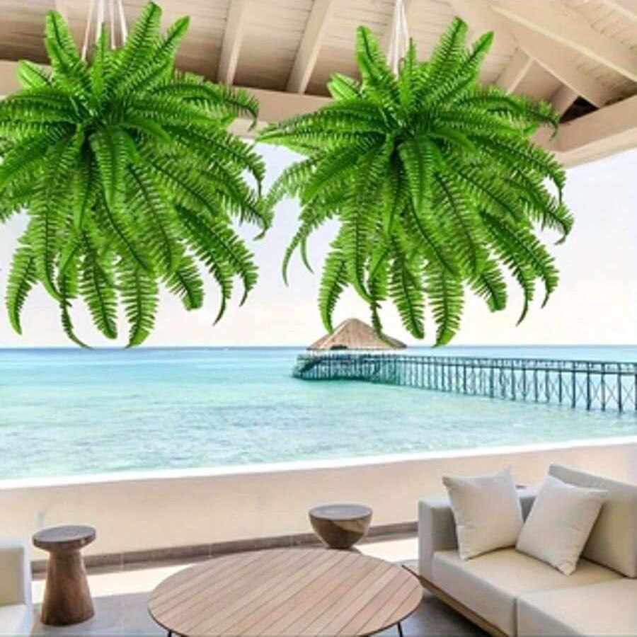 Artificial Boston Fern Floral Arrangement - 18-head Leaf Grass Decoration