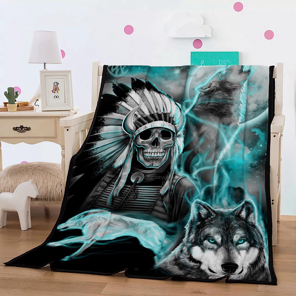 New 3D Wolf Printing Theme Blanket Housewarming Gift Decoration Summer Blanket Plush Blanket