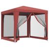 Party Tent with 4 Mesh Side Walls Red 2.5 X 2.5 M HDPE