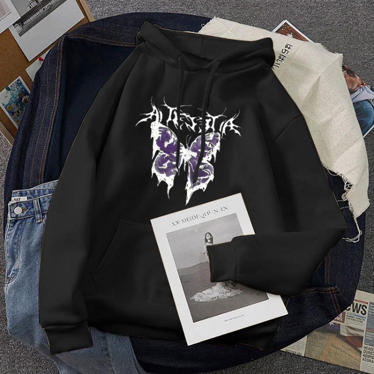 Women's Fashion Casual Printed Hooded Sweatshirt Long Sleeve Tops