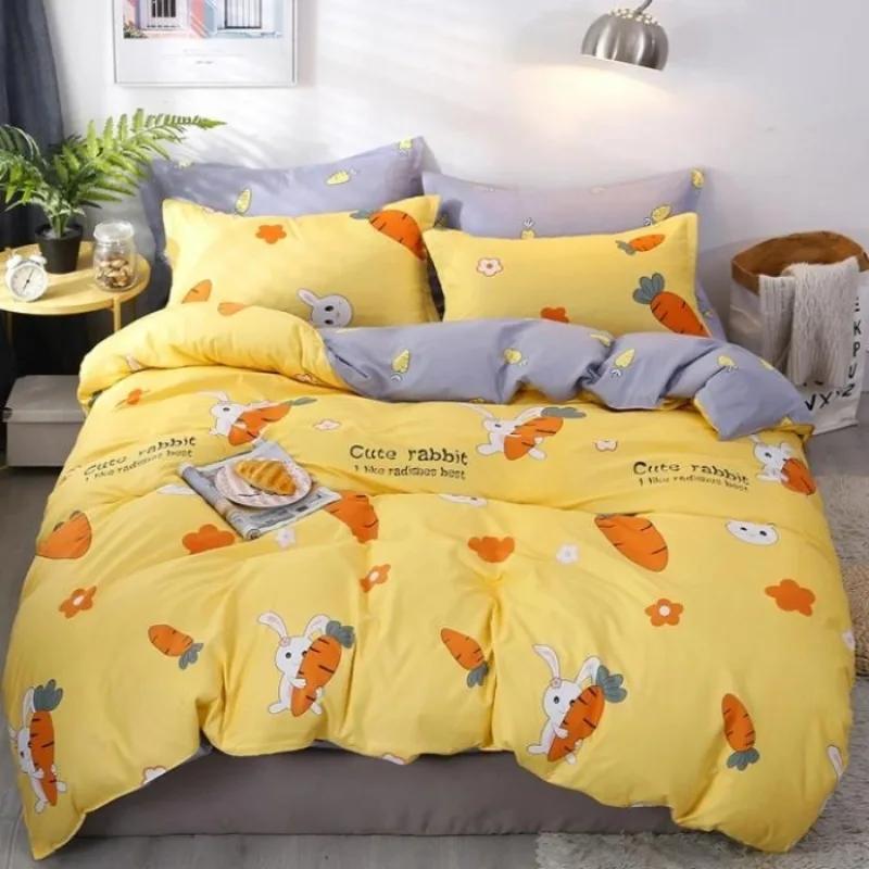 New Comfortable Soft Skin-friendly Cotton Aloe Vera Cotton Four-piece Set Active Cotton Bedding Sheet Quilt Cover