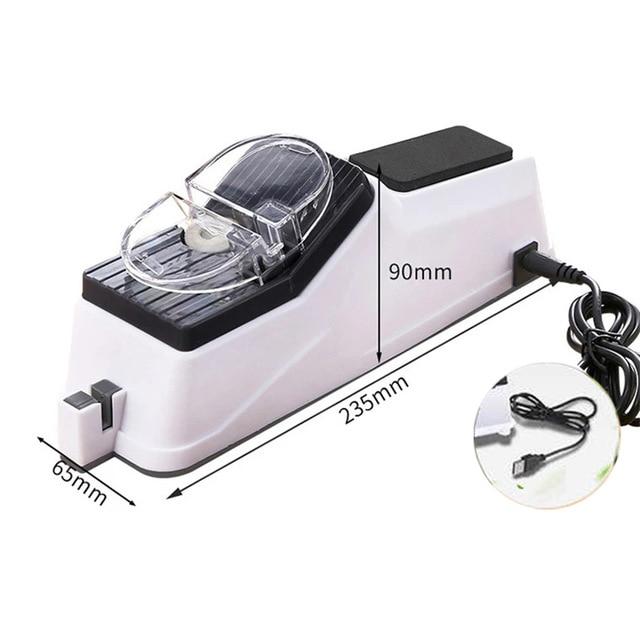 USB elektrický brousek na nože nastavitelný pro kuchyňské nože Nástroj Nůž Ostření nůžek Bílá střední a jemné ostří