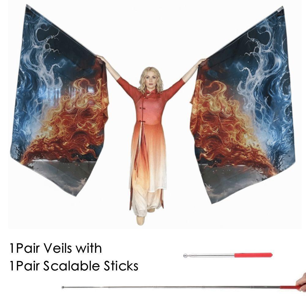 with Telescopic Sticks Rectangle Flags Multicolor Dance Props  Dance Performance