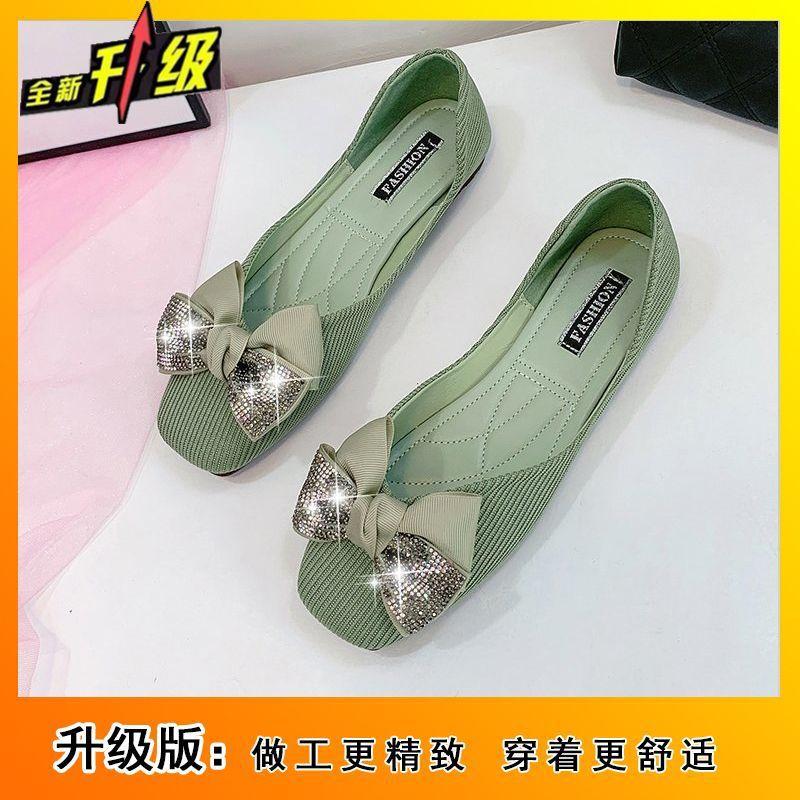Square Head Shallow Mouth Bow Fairy Shoes 2025 Spring and Summer New Shoes Women's Flat Single Shoes Women