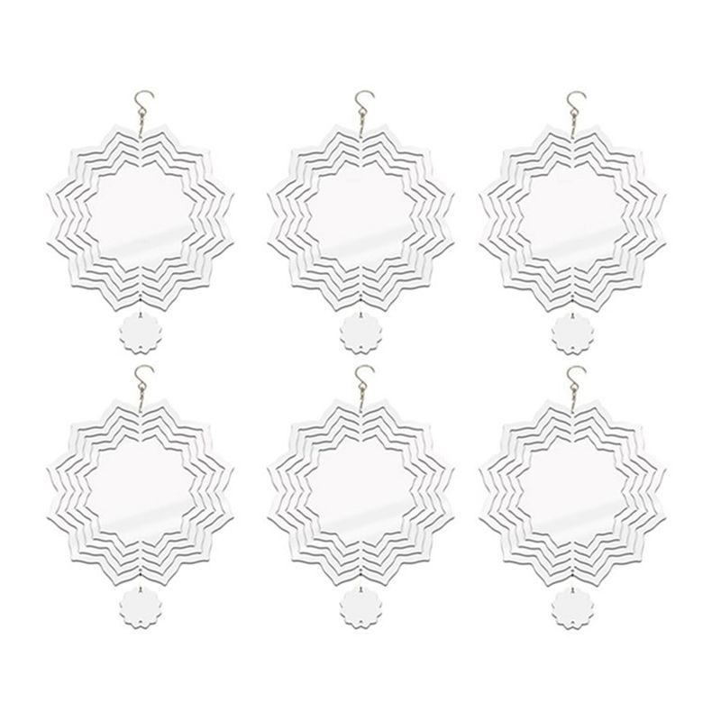 ABIY 6Pcs Sublimation Wind Spinner Blanks 3D Wind Spinners Hanging Wind Spinners For Outdoor Garden Decoration D-8 Inch