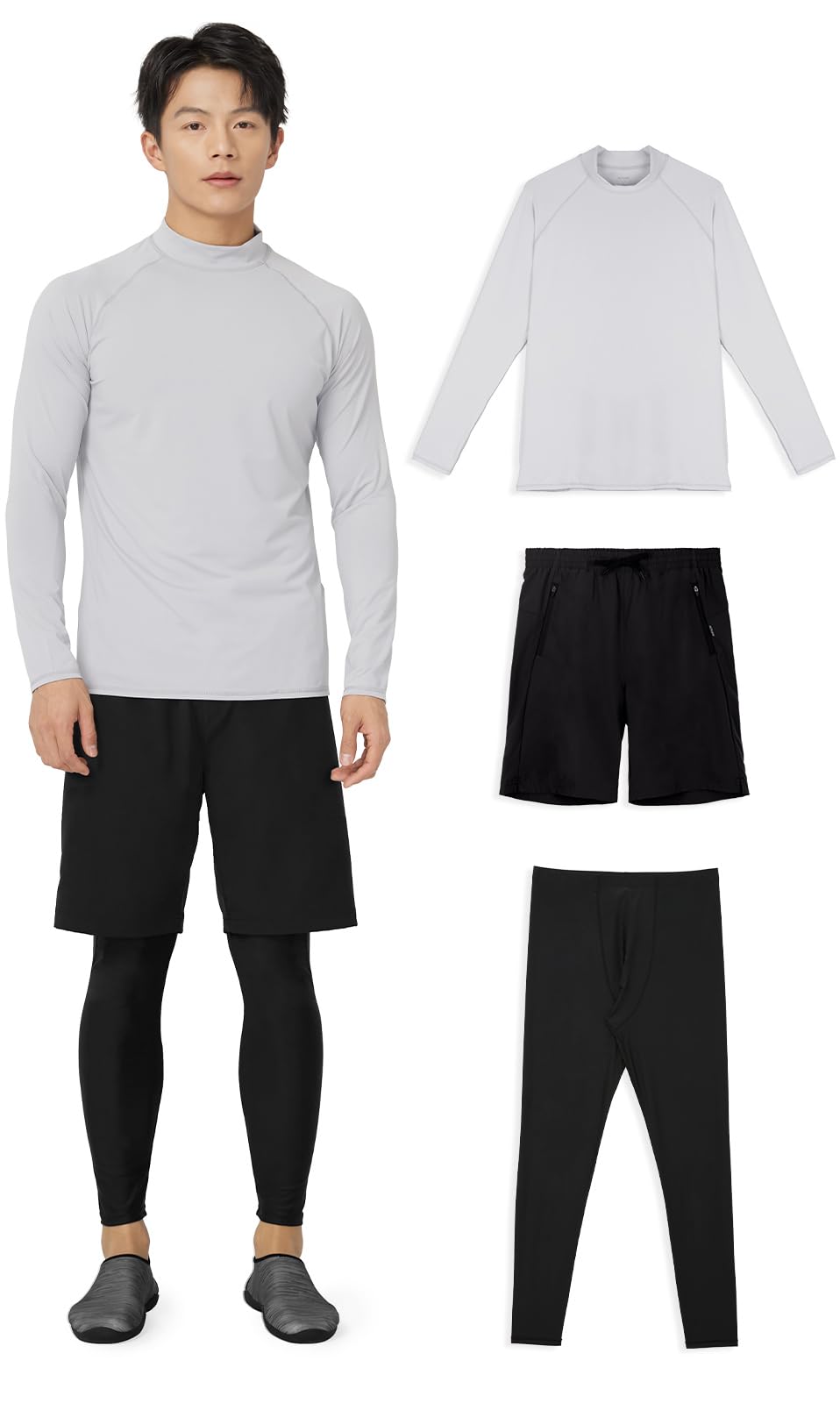 

Swimwear Rashguard Top and Bottom Set Long Sleeve Set Shirt Leggings UV Protection Pool Sea Beach Sauna Surfing Wetsuit Amphibious M [Acrais] Men s