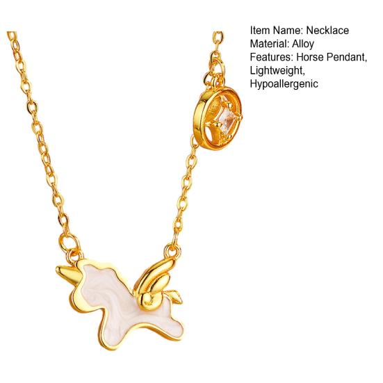 Oil Dripping Horse Pendant Necklace Lightweight Hypoallergenic 2026 New Year Women Flying Horse Chain Necklace Fashion Jewelry