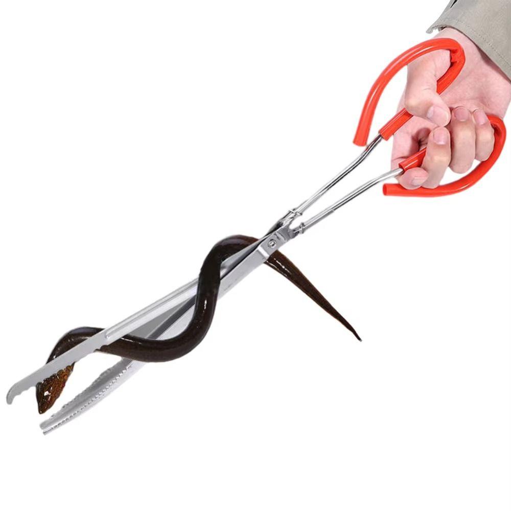 Red Handle Multi-function Stainless Steel Tongs  Outdoor Sea Crab Fishing