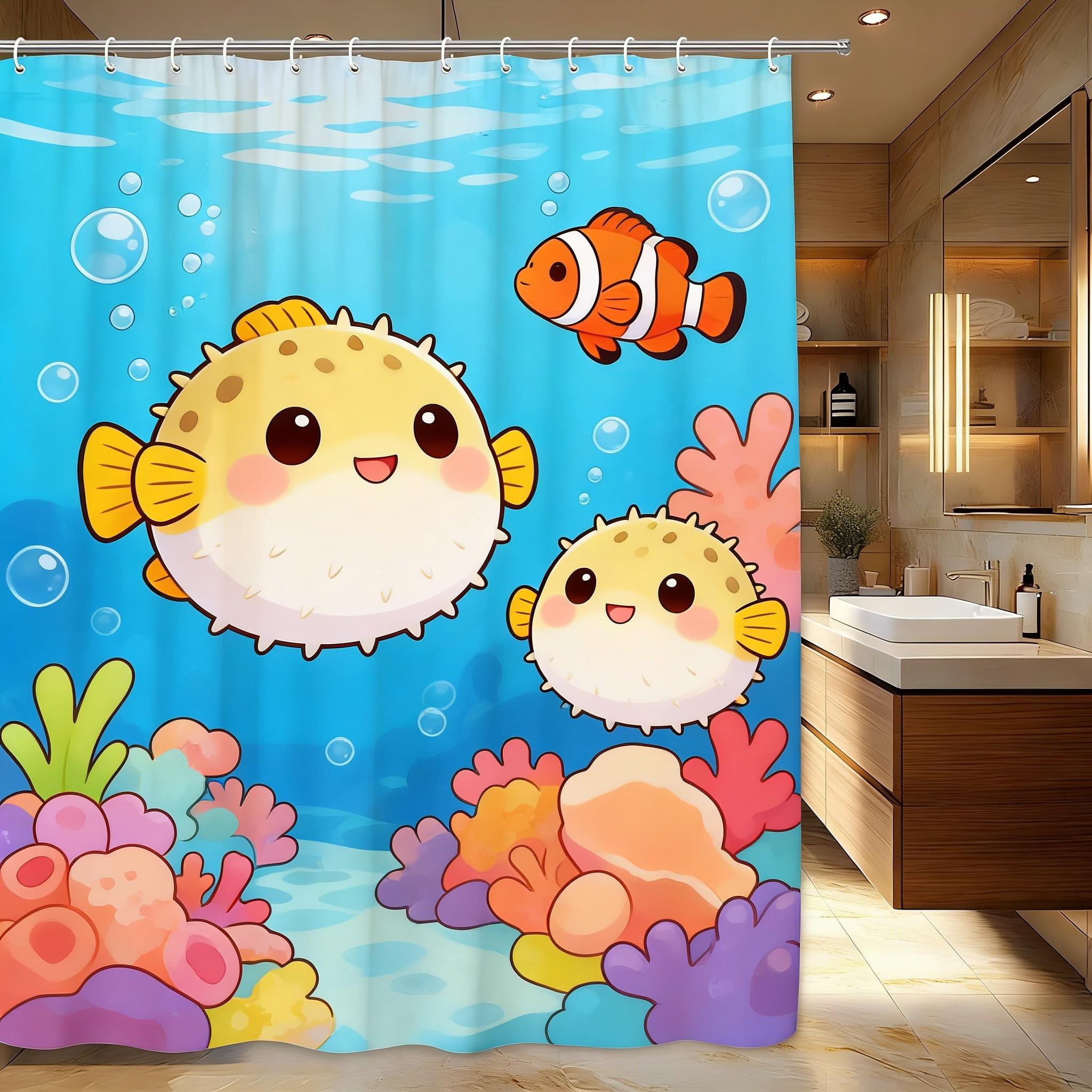 

Glowing Purple Jellyfish Deep Sea Coral Oil Painting Waterproof Shower Curtain For Bathroom Decor W60H190(CM)-1 Pcs