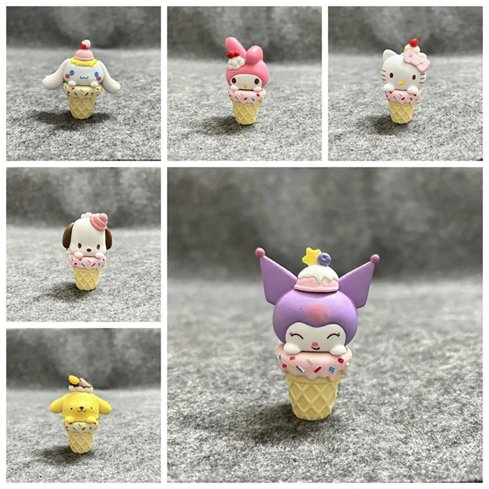 Hello Kitty 8Cm Figure Ice Cream Sanrio My Melody Anime Kawaii Cinnamoroll Kuromi Cat Gifts Toys Decoration For Children
