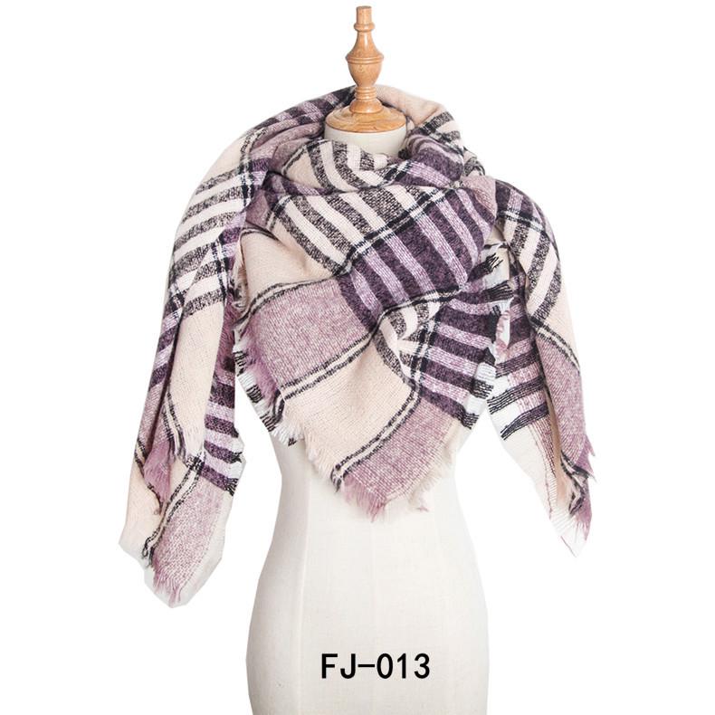 European & American Autumn/Winter Thick Double-Sided Plaid Scarf & Shawl for Women