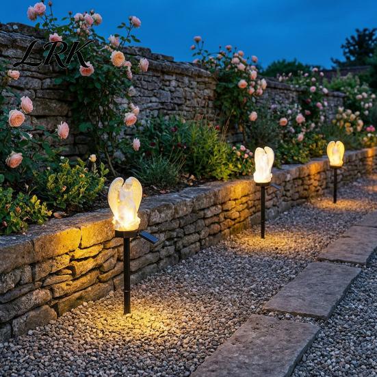 Outdoor Garden Art Statue Solar Angel Light, Waterproof Pathway Retro Lighted Praying Villa Backyard Lighting with Stake for Patio Lawn Walkway