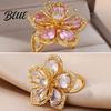 Intricate Flower Design Ring Women Shiny Cubic Zirconia Shape Finger