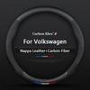 Capa de Volante de Couro Fibra de Carbono Para VW Volkswagen Golf 6 GTI R MK6 Polo Scirocco Passat CC Magotan Touareg Arteon