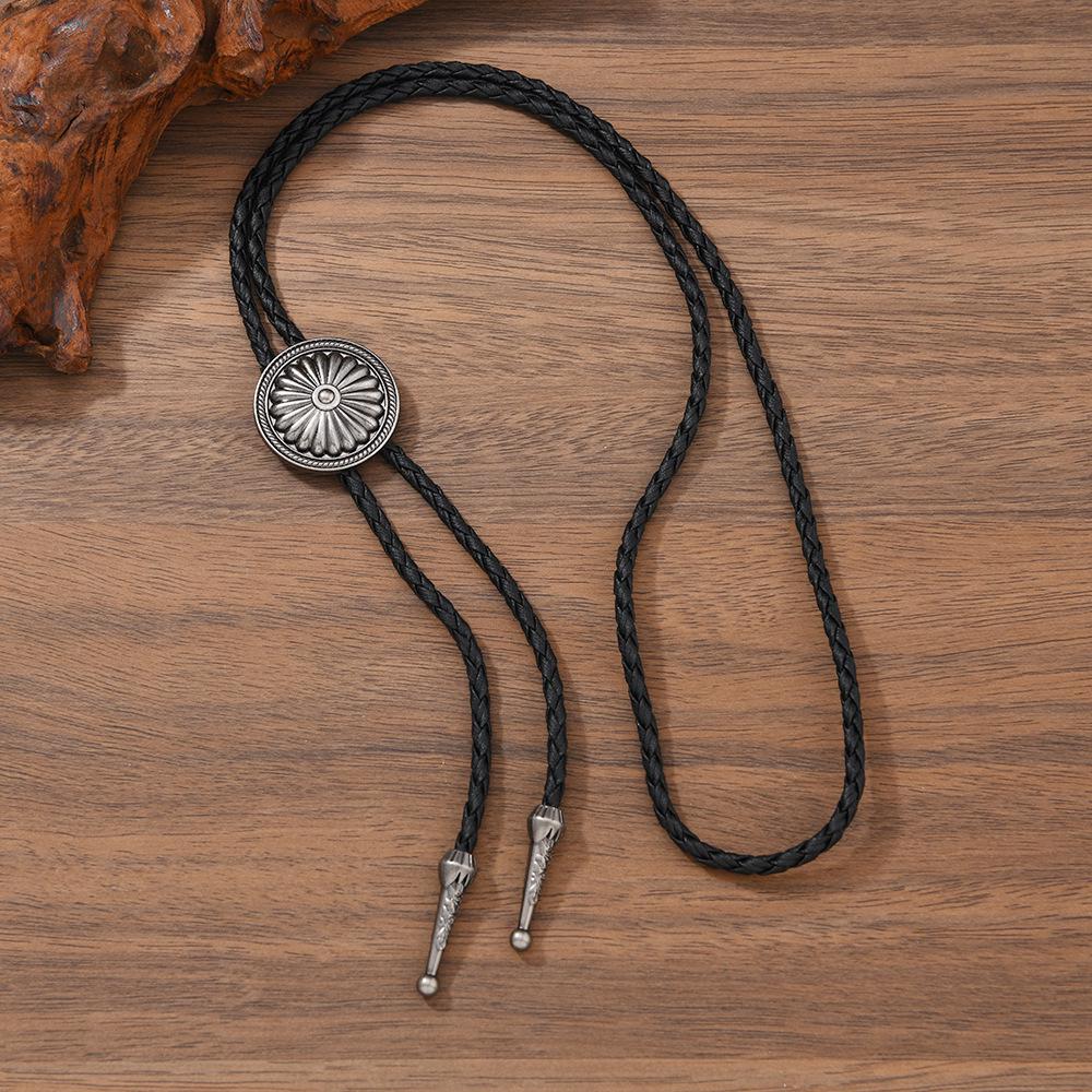 

Lotus Flower Pendant Bolo Tie Necklace for Men and Women - Western Cowboy Style