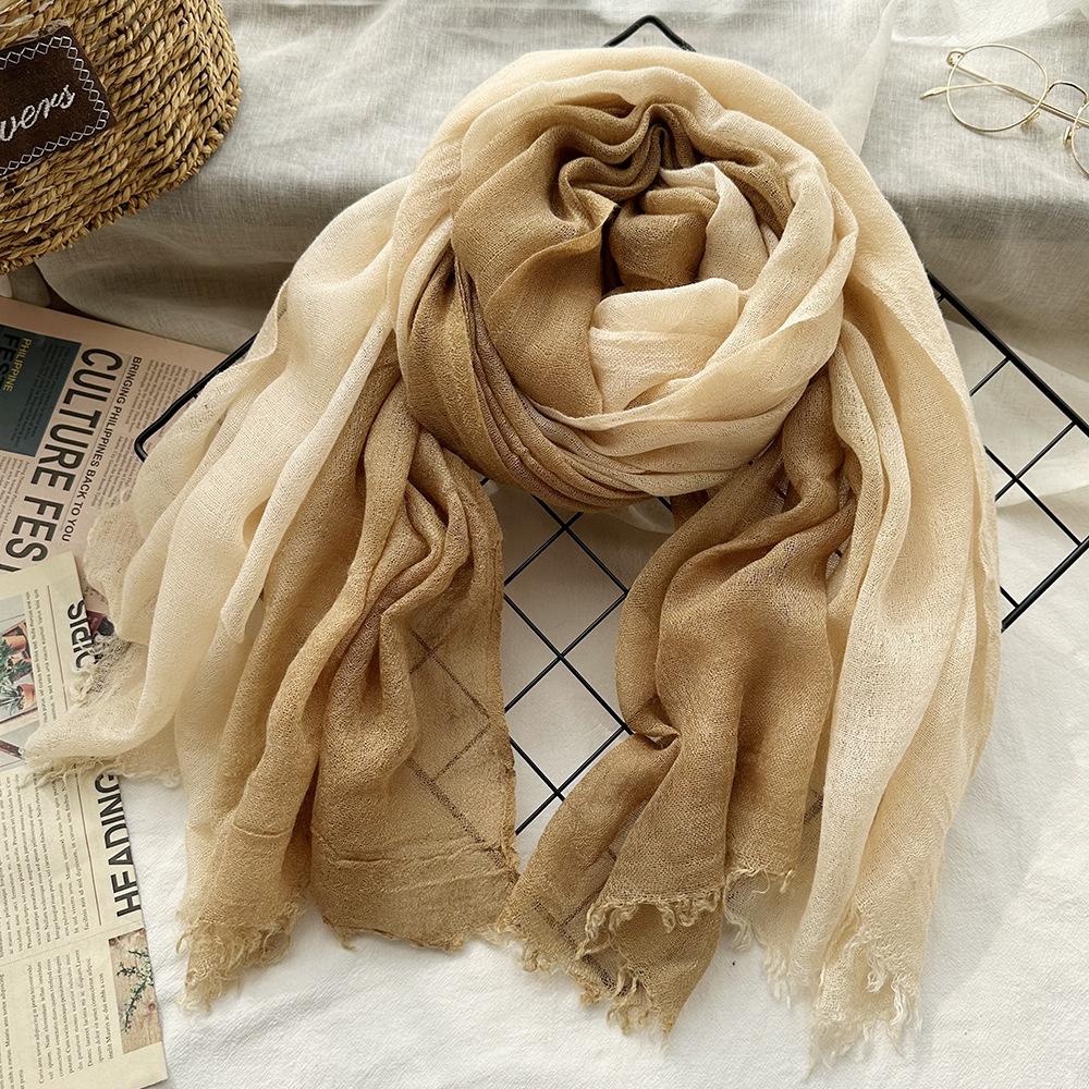 Wool scarf new solid color handmade hanging dye women's gradual change of color soft high-end silk scarf travel photography with shawl