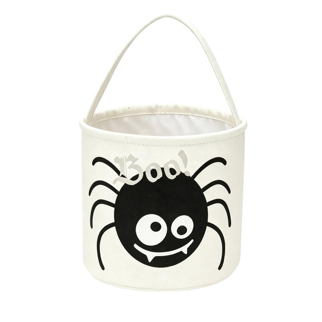 Canvas Storage Basket Halloween Pattern Candy Container with Handle for Organization and Storage Indoor Outdoor Use