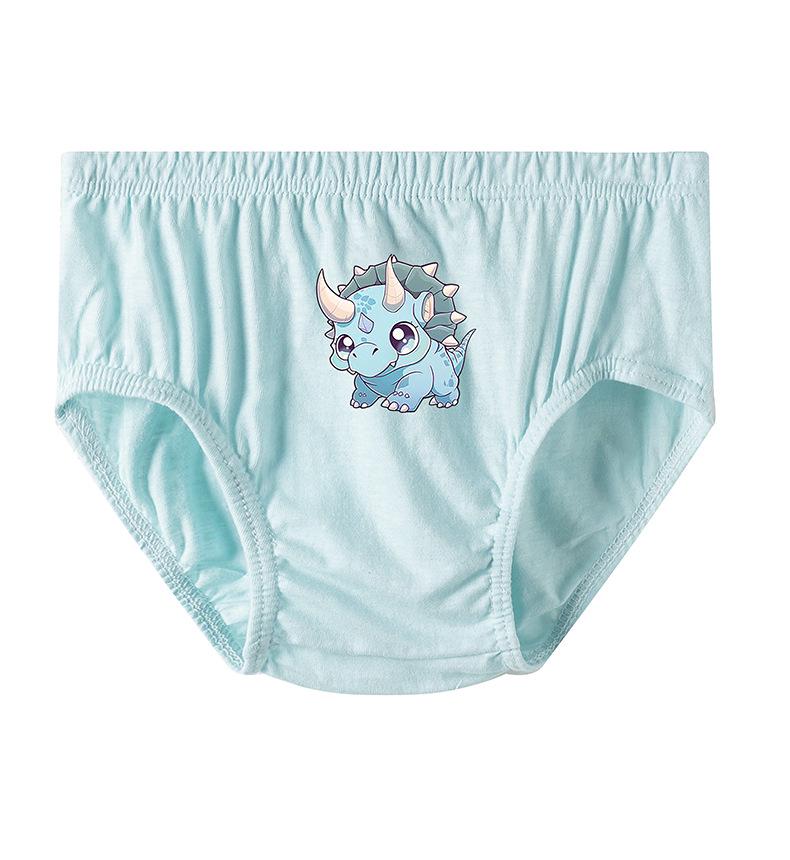 Boys' Cartoon Dinosaur Cotton Underwear, 5-Pack - Breathable, Comfortable, Skin-Friendly