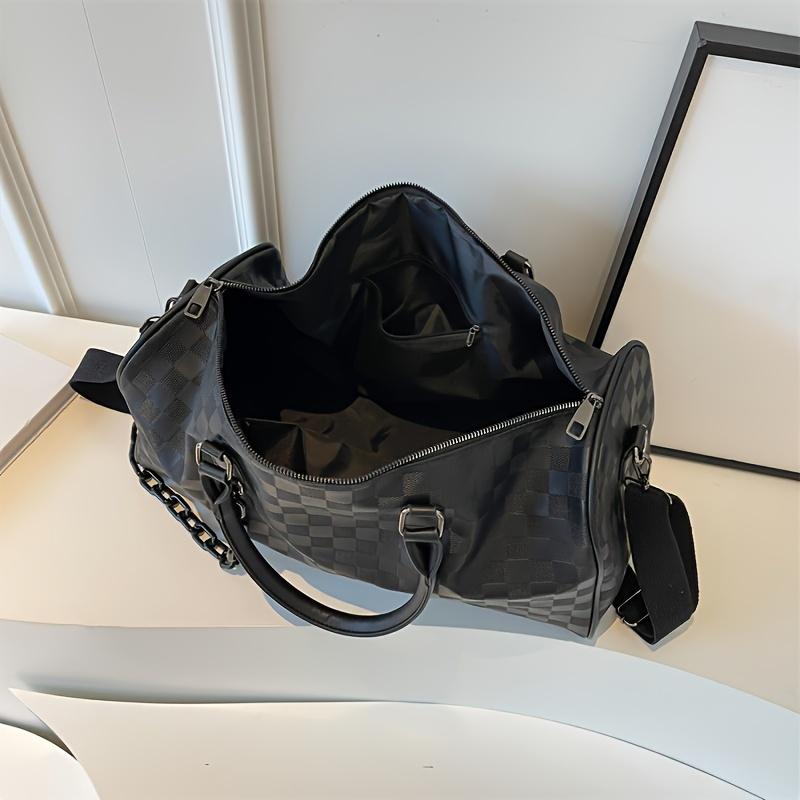 1pc Retro Large Capacity Storage Bag, Waterproof Zipper Fitness Tote Bag, Suitable For Swimming, Fitness, Business Trip, Sports