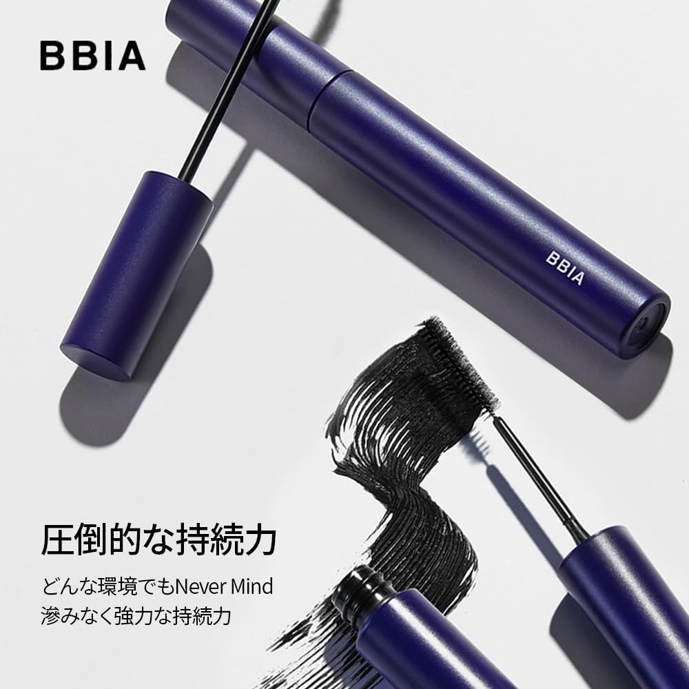 BBIA Never Die Mascara Power Strong Korean Makeup #01 Black, Curl, No-Makeup Look, Smudge-Resistant, Waterproof, Long-Lasting Coating,