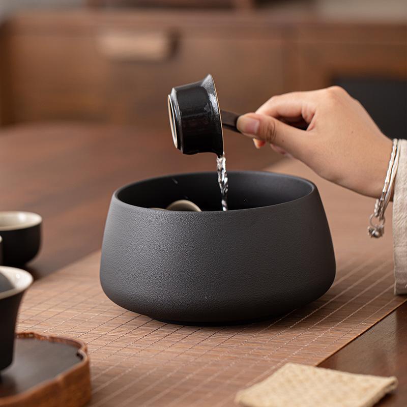 Coarse Pottery Tea Washing Large Tea Residue Tank Ceramic Household Cup Washing Basin Dry