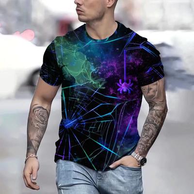 Fashion Men's Crew Neck Short Sleeve 3D Casual Color Printing Casual Short Sleeve Crew Neck T-Shirt